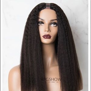 U-Part Wig Kinky Straight 18” Jet Black